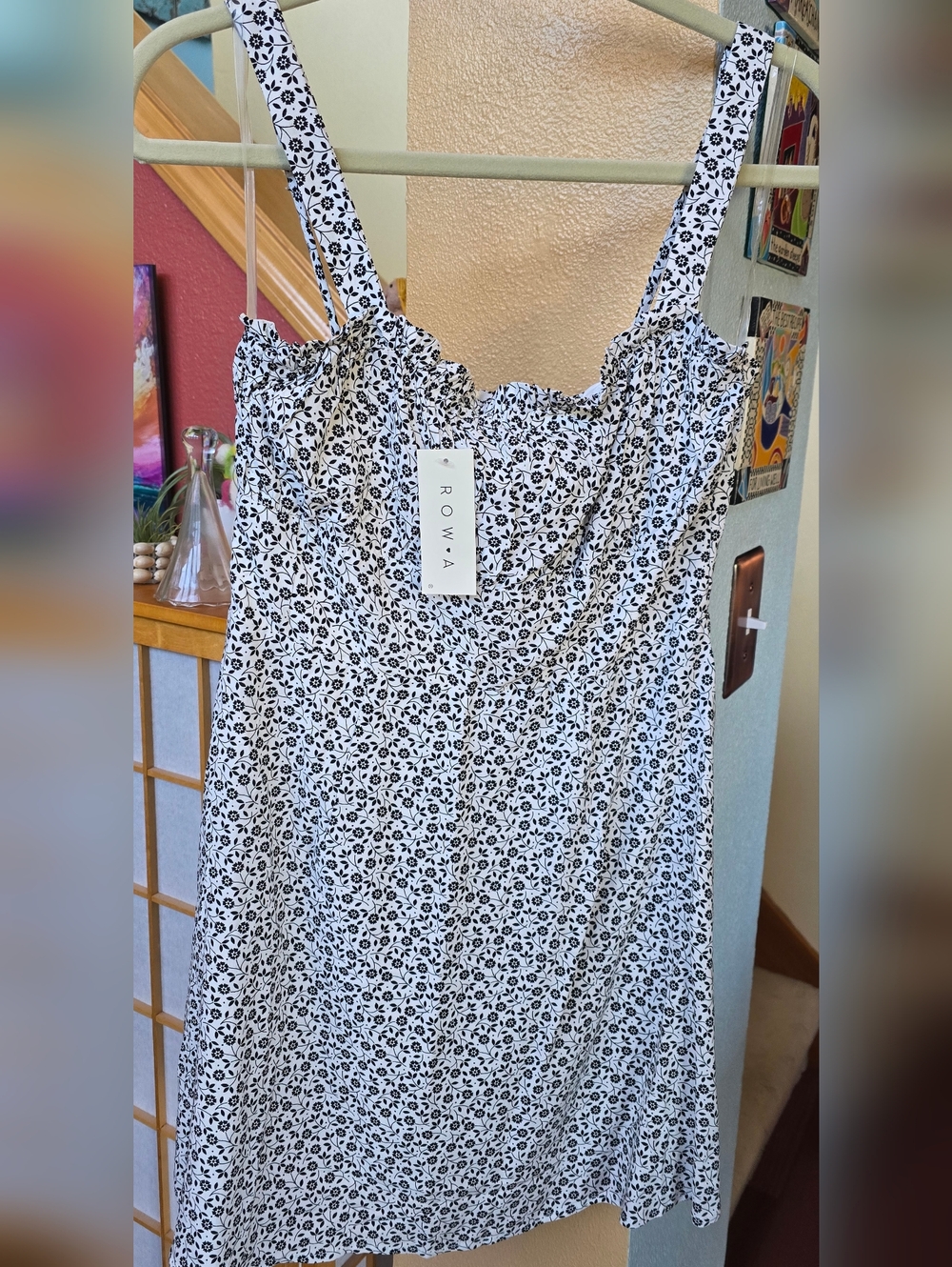 NWT Row A Ditsy Floral Sundress in B/W Size Large